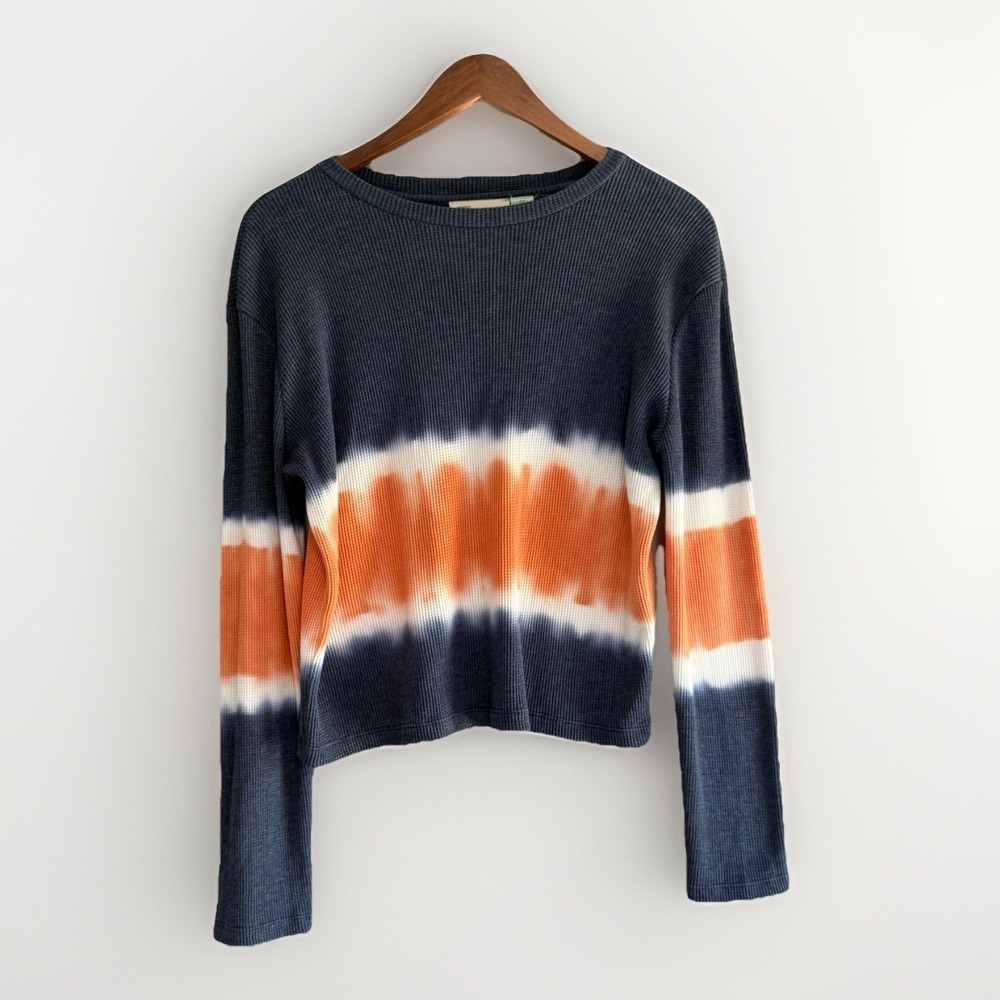 Saturday Sunday Anthropologie Tara Tie-Dye Waffle Knit Top Y2K Lounge Comfort XS
